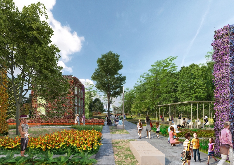 Flores Tower Façade, Floraide masterplan render. Image Credit: MRDV