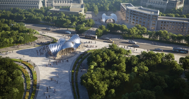 ZHA Dnipro Metro Stations,Render by ATCHAIN