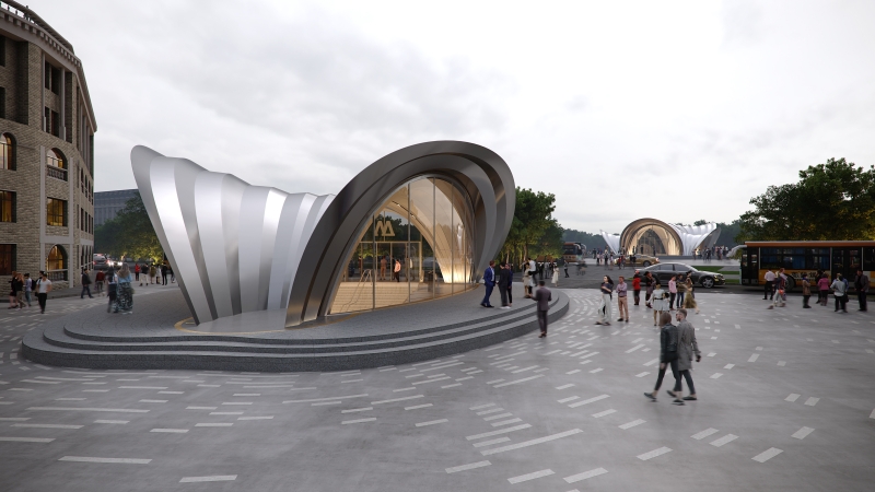 ZHA Dnipro Metro Stations,Render by ATCHAIN