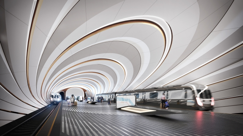 ZHA Dnipro Metro Stations,Render by ATCHAIN
