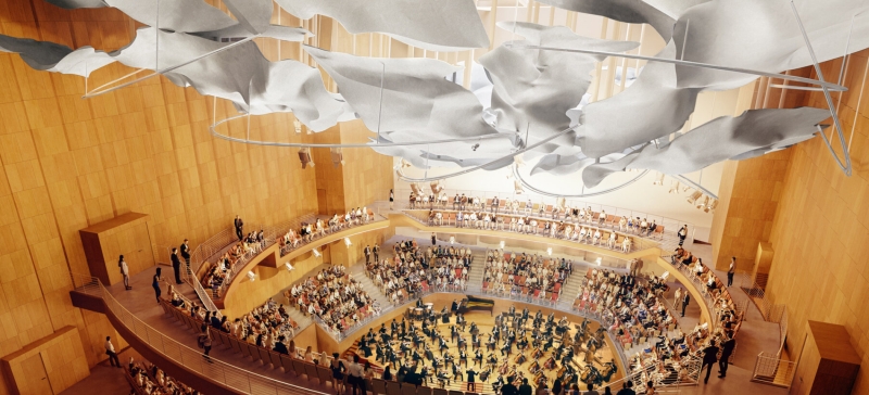 Inside the 1,000-seat terri and jerry kohl hall , image &copy; gehry partners