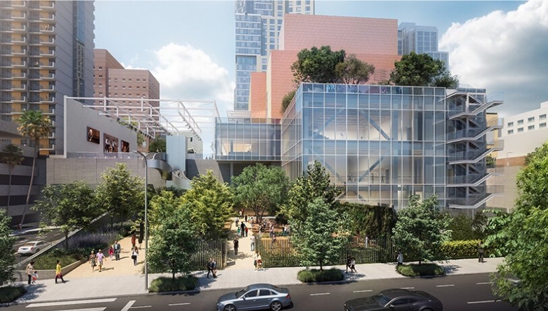 view from hill street west towards dance school entrance, image &copy; gehry partners