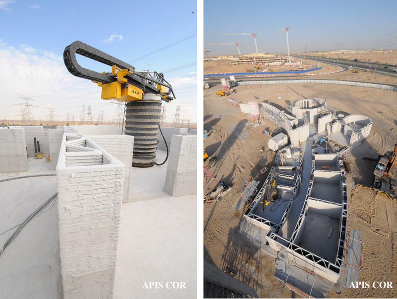 the Apis Cor 3D printer is mobile and was moved around the construction site, image by Apis Cor